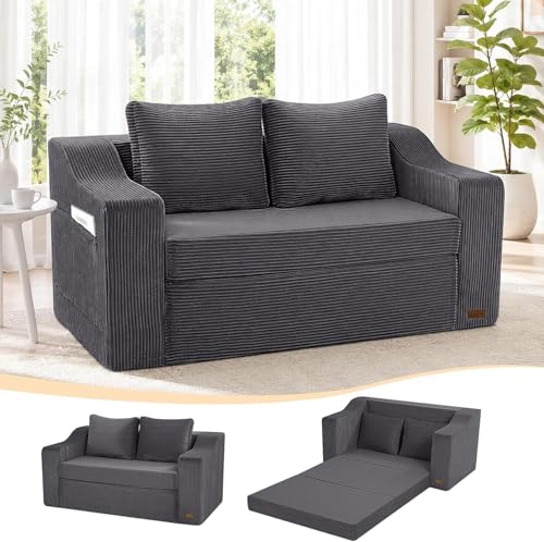MeMoreCool Pull Out Loveseat Sleeper Sofa Bed, Small Couch, Grey | Love Seat Sleeper Bed, Pull Out Couch Bed, Boneless High Density Foam, 82x43 in Guest Bed, Fits Dorm RV & Small Spaces - color: Warm Grey