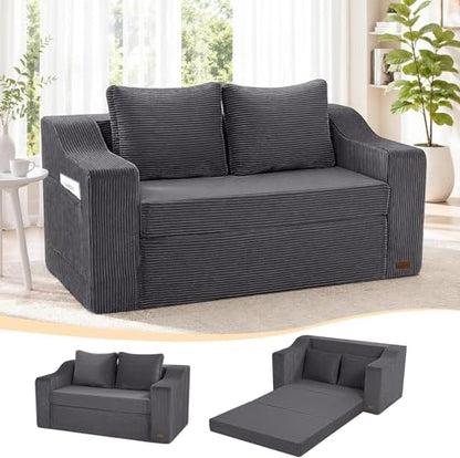 MeMoreCool Pull Out Loveseat Sleeper Sofa Bed, Small Couch, Grey | Love Seat Sleeper Bed, Pull Out Couch Bed, Boneless High Density Foam, 82x43 in Guest Bed, Fits Dorm RV & Small Spaces - color: Warm Grey