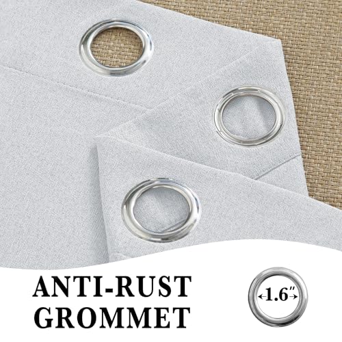 RYB HOME 100% Blackout Linen Look Curtains Thermal Insulated 100% Privacy | Thermal Insulated, Room Divider Window Drapes, Bedroom Living Room Doorway, Grommet, Grayish White, W60 x L84,1 Panel - color: Grayish White, size: 60"W x 84"L (Pack of 1)
