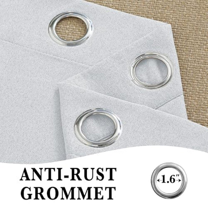 RYB HOME 100% Blackout Linen Look Curtains Thermal Insulated 100% Privacy | Thermal Insulated, Room Divider Window Drapes, Bedroom Living Room Doorway, Grommet, Grayish White, W60 x L84,1 Panel - color: Grayish White, size: 60"W x 84"L (Pack of 1)