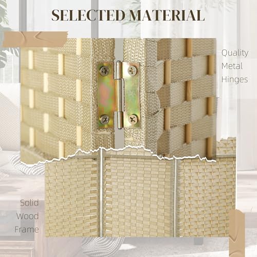 HOMCOM Room Divider 8 Panel Folding Privacy Screen 5.6' Tall Beige | Freestanding Partition, Home Office, Bedroom - color: Beige, size: 8 Panel