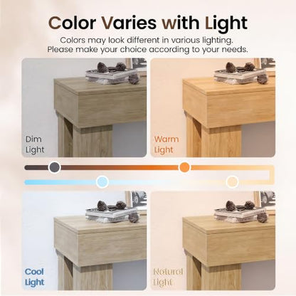 Apicizon 63" Long Console Table for Entryway with LED Light, Farmhouse Wood Sofa Table Behind Couch, Narrow Entry Way Table for Living Room, Hallway, Entrance, Foyer, Natural - color: Natural Oak