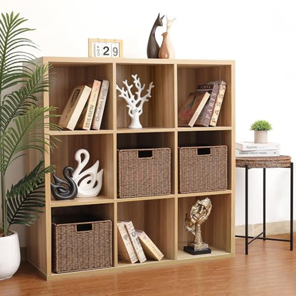 Wicker Storage Basket - Large 12x12x10in Cube, Woven Wicker for Shelves, Pantry, Kitchen & Bathroom Organization (Brown) - color: Brown