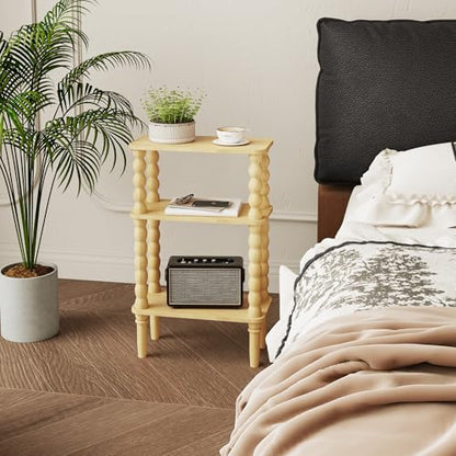 Veegle Side Table, Small End Table with Storage Shelf, 3-Tier Small Coffee Tables for Living Room Bedroom Narrow Spaces(Oak) - color: Natural-3 Tier Shelf