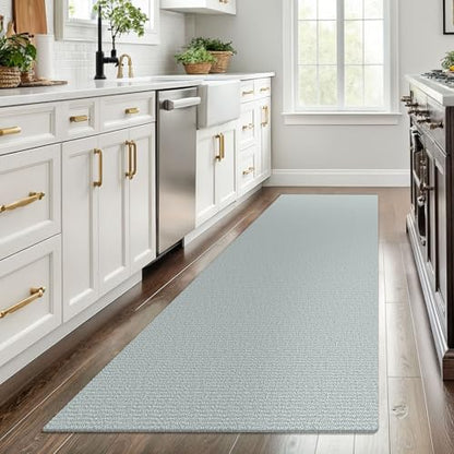 Washable Runner Rug, Non Slip Foyer Runner, 3x8 Ft, Turquoise/Gray | Washable Braided Runner Carpet, Non Slip Rubber Dot Backed, For Hallway, Kitchen, Entryway, Bedroom, Laundry Room, Foyer - color: Turquoise/Gray, size: 3' x 8' (Rectangular)