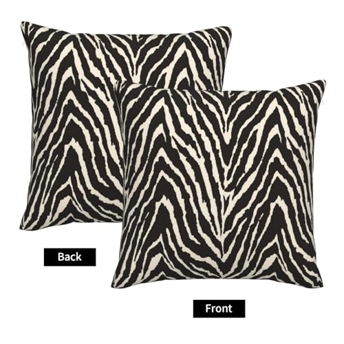 Zebra Throw Pillow Covers Black and White Zebra Seamless Pattern Pillow Cover 18x18 Inch Set of 2 Zebra Skin Pattern Texture Pillowcase Square Cushion Cases for Couch Bed Sofa - color: Black White, size: 18" x 18" (Pack of 2)