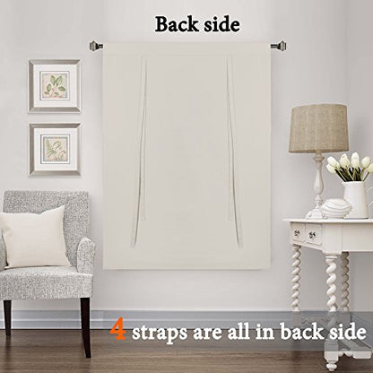 H.VERSAILTEX Blackout Room Darkening Curtain Balloon Curtains & Tie-up Curtains Bathroom Window Shades Short Rod Pocket Curtain Panel - 42" Wide by 63" Long - Solid in Ivory/Cream - color: Ivory/Cream