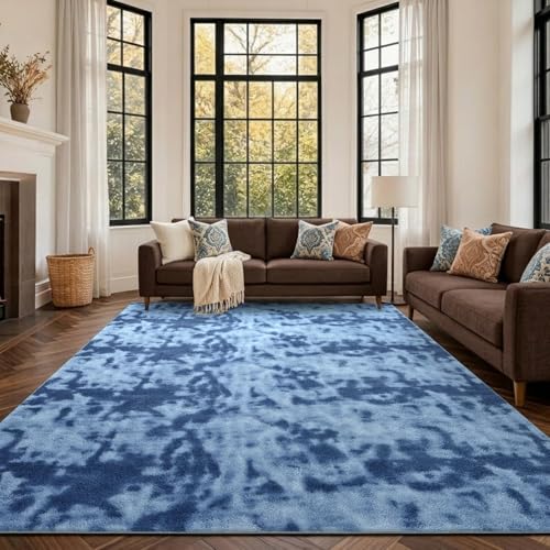 6x9 Large Tie-dye Teal Area Rug Non-Slip Washable for Living Room Bedroom | Soft丨Stays Put丨Low Pile Thin丨Lays Flat丨Kid & Pet Friendly丨Dorm丨Dining Room丨Nursery丨Playroom丨Indoor丨Laundry丨Carpet丨Home Decor - color: 01 Tie-dye Teal, size: 6' x 9' (Rectangular)