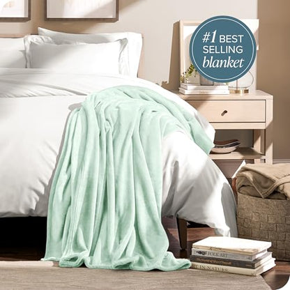 Bare Home Fleece Blanket Luxury Microplush (Full/Queen, Spring Mint) | Ultra-Soft Lightweight Blanket for Bed, Sofa, and Couch, Cozy & Warm Blanket - color: 14 - Spring Mint, size: Full/Queen