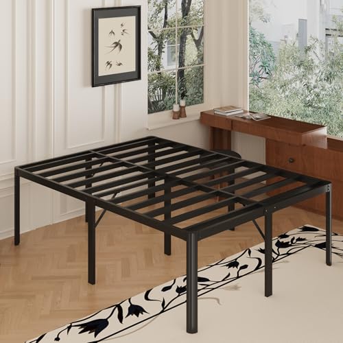 Yicensen 22 Inch High Full Bed Frame with Rounded Corner Legs, Heavy Duty Full Size Metal Platform Bed Frame No Box Spring Needed, Easy Assembly, Noise Free, Black - size: Full, style: 22 Inch
