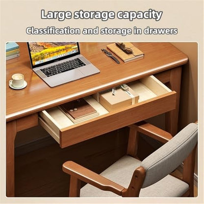 Solid Wood Narrow Desk, Bedroom Writing Desk with Drawers, Office for Home Use, Simple Computer Suitable Office, Bedroom, Study(Brown,80 * 40cm/31.5 15.7in) - color: Brown, size: 80*40cm/31.5*15.7in