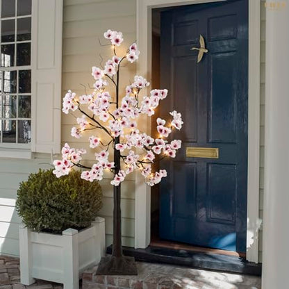 4FT Cherry Blossom Tree, 48 Fairy Lights Artificial Lighted Tree for Home Inside Outdoor Spring Wedding Party Festival Decor, Warm White - size: 4FT