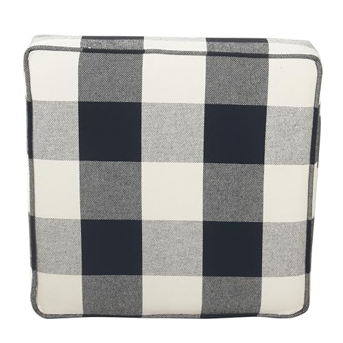 HomePop 18" Classic Square Storage Ottoman - Black Plaid - color: Black