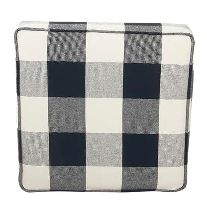 HomePop 18" Classic Square Storage Ottoman - Black Plaid - color: Black