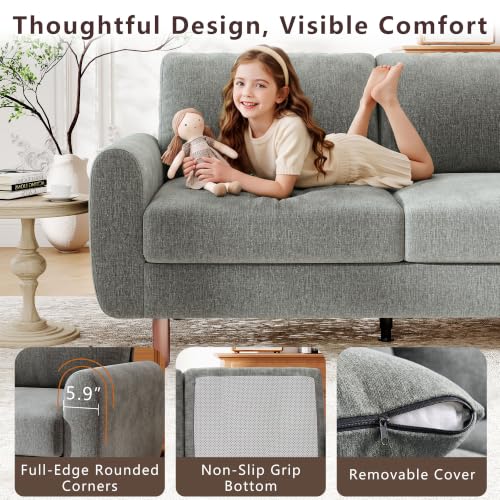 Ihanherry 68" Loveseat Sofa, Small Couch for Small Spaces, Comfy Chenille Sofa with Spring Cushion and Wood Frame, Mid Century Modern Couch, Deep Seat Couch for Living Room Bedroom Office, Grey - color: Grey
