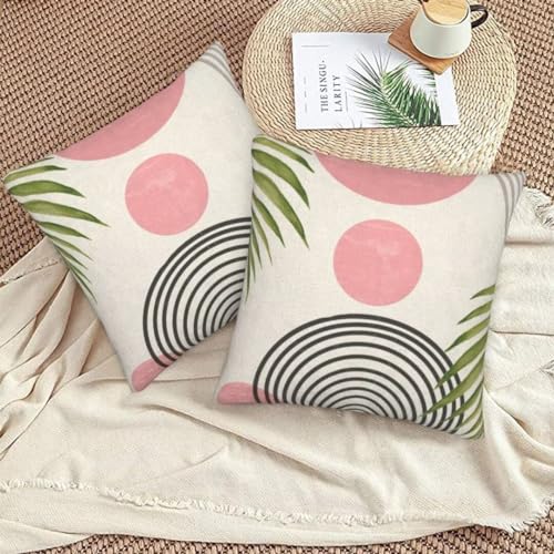 Mid Century Pillow Covers 18x18 Set of 2, Outdoor Boho Modern Aesthetic Decorative Throw Pillow Covers Summer Abstact Blush Pink Sunset Decor Cushion Case for Bed Couch Sofa Home - color: Blush Pink Sunset, size: 18" x 18" (Pack of 2)