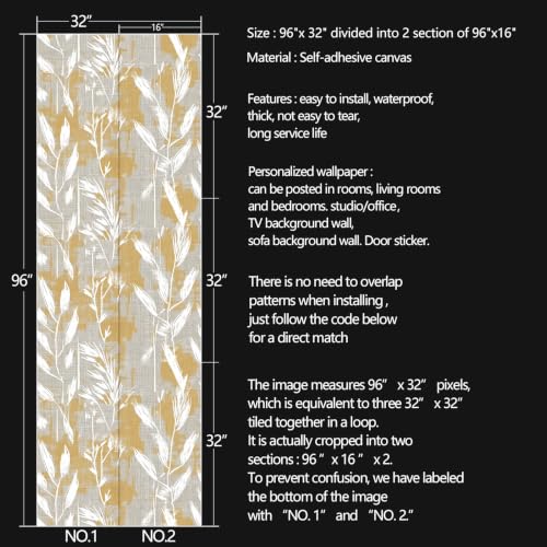 Modem Abstract Leaves Peel and Stick self Adhesive Wallpaper - 96''x32'' - color: X14, size: 96"x32"