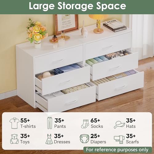 PrimeZone 3 Drawers Wood Closet Dresser Stackable Storage Organizer White | Modular Chest Cabinet Clothes Short Small Low Deep Bedroom Dorm Underbed Wardrobe Nursery Office Inside Pull Out Space Saving