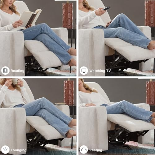 Signature Design by Ashley Aviemore Rocker Recliner, Stone | 3-position manual recline, Heavy-duty metal seat box, Soft chenille upholstery, Spacious 34 in living room chair - color: Stone, style: Recliner