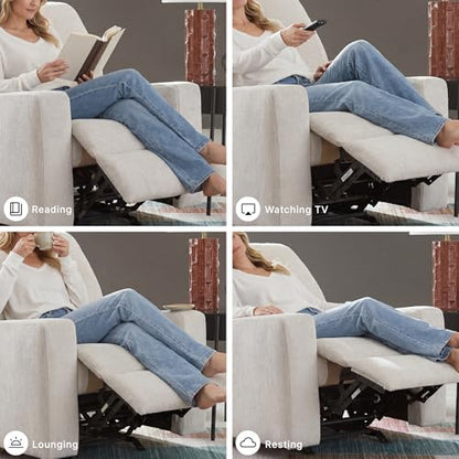 Signature Design by Ashley Aviemore Rocker Recliner, Stone | 3-position manual recline, Heavy-duty metal seat box, Soft chenille upholstery, Spacious 34 in living room chair - color: Stone, style: Recliner