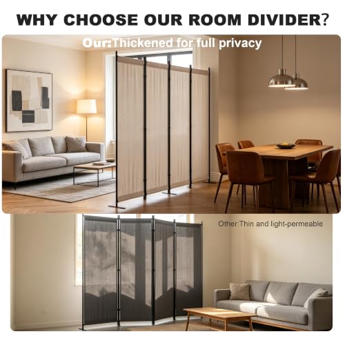 4 Panel Room Divider, 6FT Folding Privacy Screens(Beige, 4 Panel-88'') | Portable Partition Room Dividers, Freestanding Wall Divider for Office, Studio, Room Separation - color: Beige