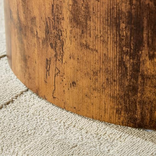 Nesting Coffee Table Set of 2, Modern Round Coffee Table Drum Side Table, Wooden Circle Accent Tables End Tables for Small Spaces Living Room Bedroom Office, No Need Assembly - color: 18.9" & 14.96" Dark Brown