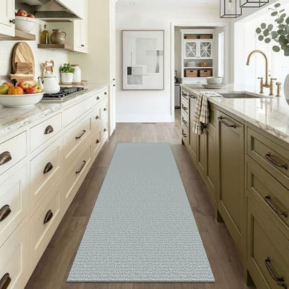 Washable Runner Rug, Non Slip Foyer Runner, 3x6 Ft, Turquoise/Gray | Washable Braided Runner Carpet, Non Slip Rubber Dot Backed, For Hallway, Kitchen, Entryway, Bedroom, Laundry Room, Foyer - color: Turquoise/Gray, size: 3' x 6' (Rectangular)