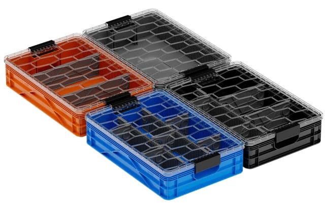 Quarter Crate 4-Pack Stackable Storage Bins, SIDIO Variety | Polypropylene, 14 dividers included, 19.16x12.75x4.57 in, over 1000 lb stack, lids sold separately - color: Sidio Variety