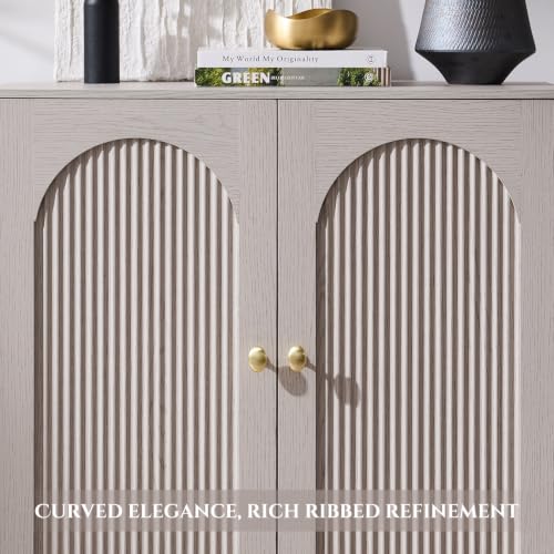 IFBUY 92.63" W Mid Century Modern TV Stands for Living Room, Light Grey - color: Light Grey, size: 15.75"D x 92.63"W x 34"H