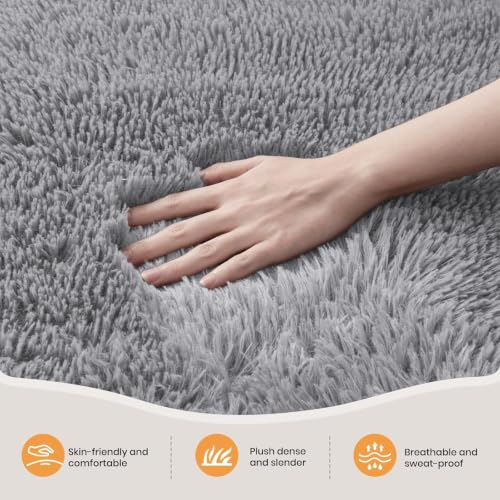 Zentavio Area Rugs for Living Room Small Carpet for Bedroom 3x5 Bedside Washable Soft Fluffy Shag Aesthetic Plush High Pile Throw Rug for Nursery Kids Room Dorm Room Grey - color: Grey, size: 3' x 5' (Rectangular)