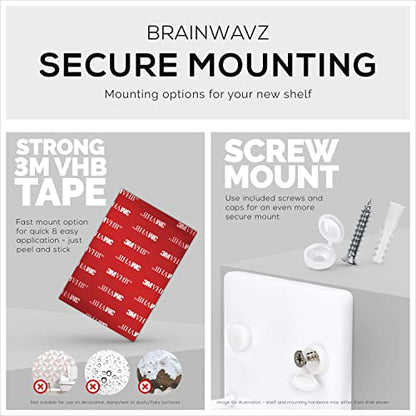 BRAINWAVZ 10.2cm(4인치) 소형 플로팅 선반, 접착제 및 나사 입력, 블루투스 스피커, 카메라, 식물, 장난감, 책 등용, 쉬운 설치 선반 벽 마운트 (화이트) - color: 10.2cm(4인치) 원형