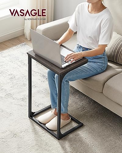 VASAGLE C-Shaped End Table, Side Table for Sofa, Couch Table with Metal Frame, Small TV Tray Table for Living Room, Bedroom, Chestnut Brown and Black ULET353B74 - color: Chestnut Brown + Black