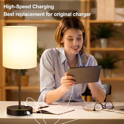 Lynnoland 2 Pack Touch Control Table Lamps with 2 USB & AC Outlet, 3-Way Dimmable Bedside Nightstand Lamps for Bedroom Living Room Nursery, 800 Lumens 3000K Warmlight Bulbs Included - color: (2 Pack)White & Brown and Gold(Base)-3000K Bulbs Included
