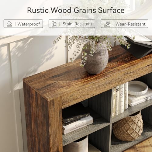 LITTLE TREE TV Stand with Storage, 63-Inch Entertainment Center with Shelves, Modern Media Console for Television up to 65" for Living Room, Bedroom, Brown + Dark Gray - color: Brown + Dark Gray