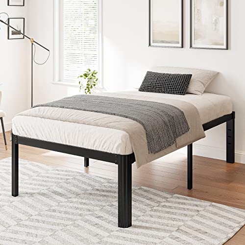 Hunlostten 18in Heavy Duty Twin Bed Frame No Box Spring Needed, Metal Platform Bed Frame Twin with Round Corners, Easy Assembly, Noise Free, Black - size: Twin, style: 18 Inch