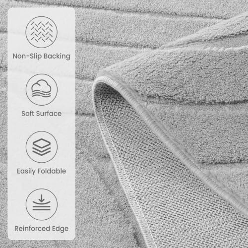 Sour Lemon Area Rugs 9x12 Living Room Bedroom, Modern Washable Rug Grey | Machine Carpet Non-Slip, Soft Large Fluffy Plush Thick, Big, Geometric High-Low Pile Nersy Rug for Kids Dining Room - color: Light Grey, size: 9' x 12' (Rectangular)