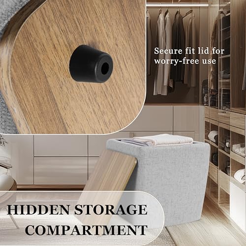 HomePop 19" Storage Ottoman with Wood Top - Gray Woven - color: Gray Woven
