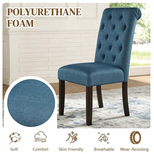Anwick Blue Modern Accent Chair Set of 2, Mid Century Upholstered Living Room Chair with Wood Legs, Comfy Small Accent Chair with Back for Small Spaces, Office, Bedroom, Reading Spaces (Blue2) - color: Blue2