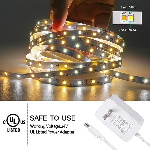 White LED Strip Lights, 100ft Dimmable Bright 24V Led Tape Light with Remote and App Control, 2700K-6500K White 1800 LEDs Lights for Bedroom, Kitchen, Ceiling (2 Rolls of 50ft) - style: 2 Rolls of 50ft