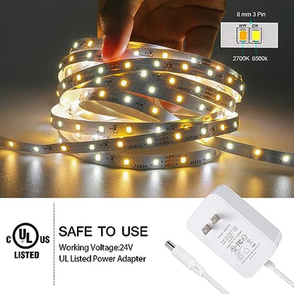 White LED Strip Lights, 100ft Dimmable Bright 24V Led Tape Light with Remote and App Control, 2700K-6500K White 1800 LEDs Lights for Bedroom, Kitchen, Ceiling (2 Rolls of 50ft) - style: 2 Rolls of 50ft