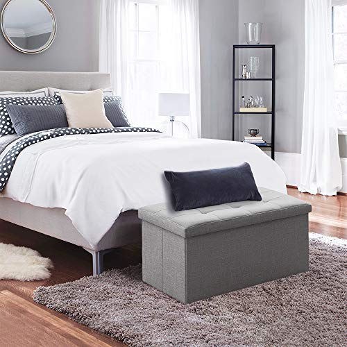 Camabel 30 Inches Folding Storage Ottoman Bench, Ottoman Foot Rest, End of Bed Bench, Storage Chest, Load 660 lb, for Living Room, Bedroom, Entryway Grey - color: Grey