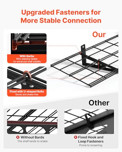 VEVOR 2-Pack Heavy Duty Garage Wall Shelving, 1 x 6 ft Steel Wall Mounted Shelving Unit, 12 x 72 Inch Per Shelf Floating Storage Metal Rack for Garage with 600 lbs Total Weight Capacity - size: 1×6 ft