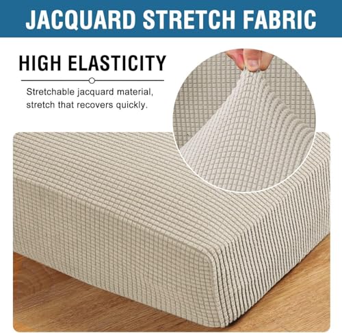 H.VERSAILTEX Super Stretch Individual Chaise Cover Sectional Couch Covers for L Shaped Sofa Both Left/Right Featuring Thick Jacquard Textured Twill Fabric (1 Piece Chaise Cover Large, Island Fossi) - color: Island Fossi, size: Chaise Cover Large
