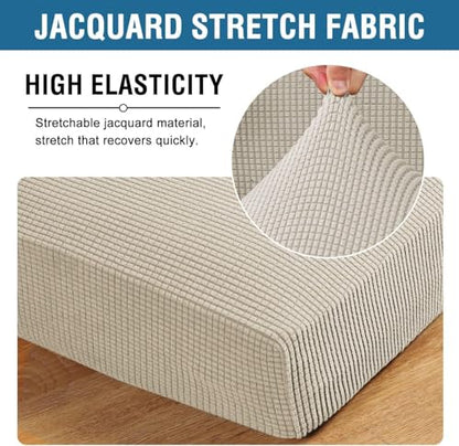 H.VERSAILTEX Super Stretch Individual Chaise Cover Sectional Couch Covers for L Shaped Sofa Both Left/Right Featuring Thick Jacquard Textured Twill Fabric (1 Piece Chaise Cover Large, Island Fossi) - color: Island Fossi, size: Chaise Cover Large