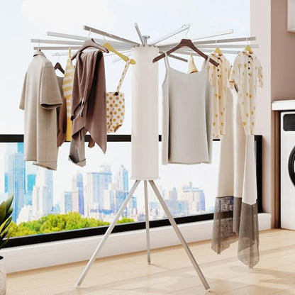 LIENAHU Clothes Drying Rack,Drying Rack Clothing,Laundry Drying Rack,Floor Standing,16 Aluminium Poles,Collapsible,Retractable,Foldable,Folding Laundry Rack - style: 16 Aluminum poles