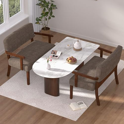 Accent Chair 2 Seat, Upholstered Reading Leisure Chair, Bench with Solid Wood Frame for Dining, Reading,Waiting Rooms (Brown) - color: Brown, size: Bench
