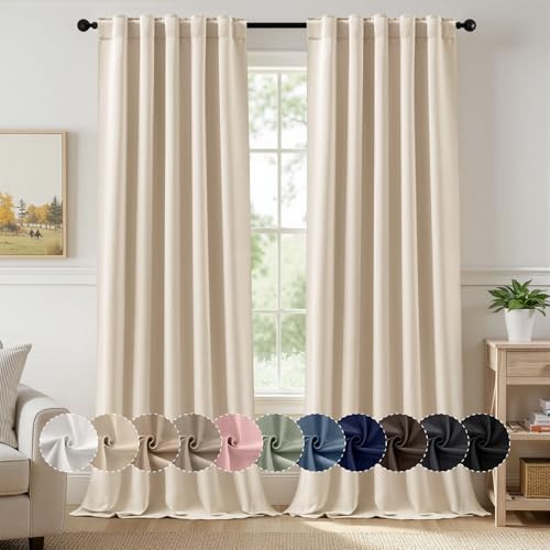 MIULEE Cream Beige Pinch Pleat Blackout Curtains 40x96 Inch Length 2 Panels | Back Tab Rod Pocket Pleated, Thermal Insulated, Floor to Ceiling Curtain for Bedroom, Living Room Darkening Extra Long Drapes - color: Cream Beige, size: 40"W x 96"L (Pack of 2)