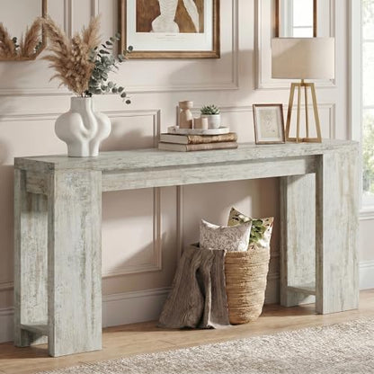 1Easylife 70.9-Inch Farmhouse Console Table, Narrow Wooden Sofa Table | Extra Long Entryway Accent Table for Living Room, Hallway, Entrance, Foyer, Distressed White - color: Distressed White