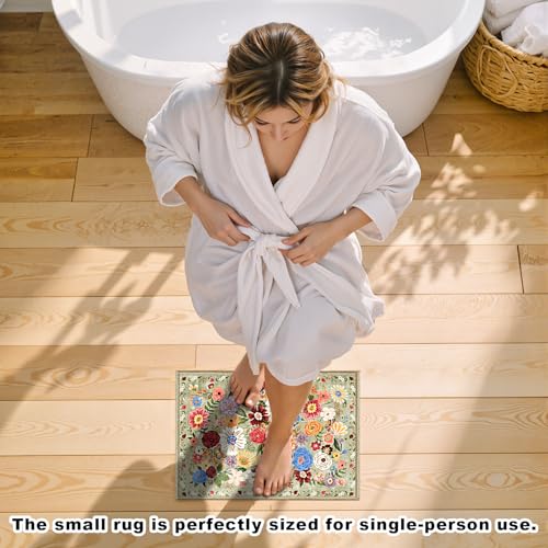 24x17 Inch Door Mat Indoor Entrance,Floral Area Rug Non Slip | Low Pile,Non-Shedding Small Rug for Kitchen,Entryway,Bedroom,Bathroom,Pet Friendly,Stain Resistant,Washable Modern Home Decor - color: Green, size: 1'4" x 2' (Rectangular)