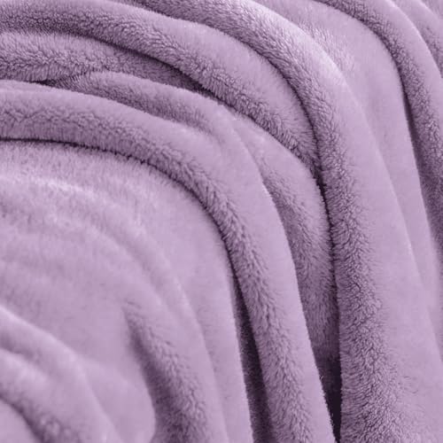 Elegant Throw Blanket for Couch & Sofa, All-Season Lightweight Fleece Blanket, Luxury Soft Cozy Fuzzy Throw for Her Him, Lavender, 50 x 56 Inches